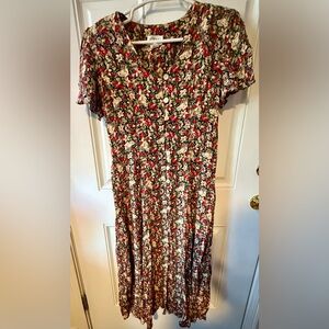 Vintage Floral Print Dress